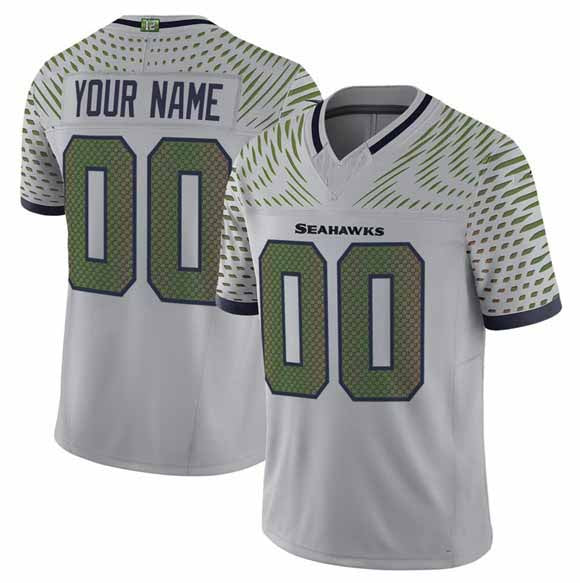 Custom S.Seahawks Active Player Gray 2025 F.U.S.E. Rivalries Vapor Untouchable Limited Stitched Football Jersey-FAM