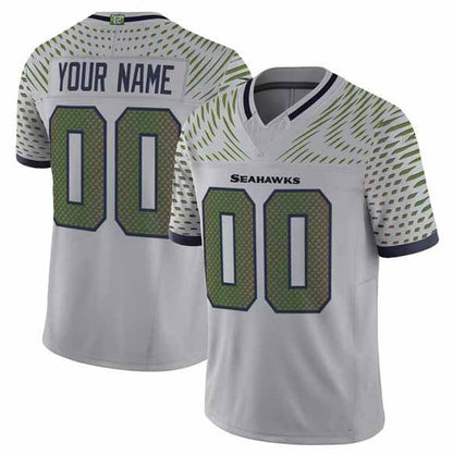 Custom S.Seahawks Active Player Gray 2025 F.U.S.E. Rivalries Vapor Untouchable Limited Stitched Football Jersey-FAM