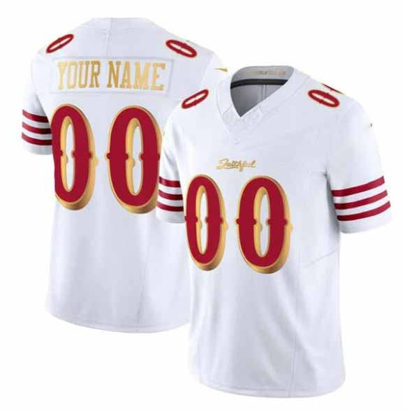 Custom SF.49ers Active Player White Gold 2025 F.U.S.E. Rivalries Vapor Limited Football Stitched Jersey-FAM