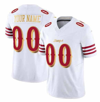 Custom SF.49ers Active Player White Gold 2025 F.U.S.E. Rivalries Vapor Limited Football Stitched Jersey-FAM