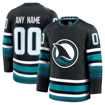 Custom SJ.Sharks Fanatics Alternate Premium Jersey - Black Stitched American Hockey Jerseys CROVYIE