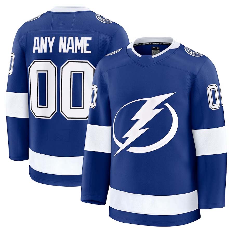 Custom TB.Lightning Fanatics Home Premium Jersey - Blue Stitched American Hockey Jerseys CROVYIE
