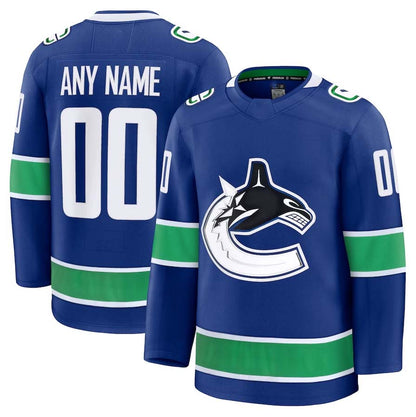 Custom V.Canucks Fanatics Home Premium Jersey - Blue Stitched American Hockey Jerseys CROVYIE