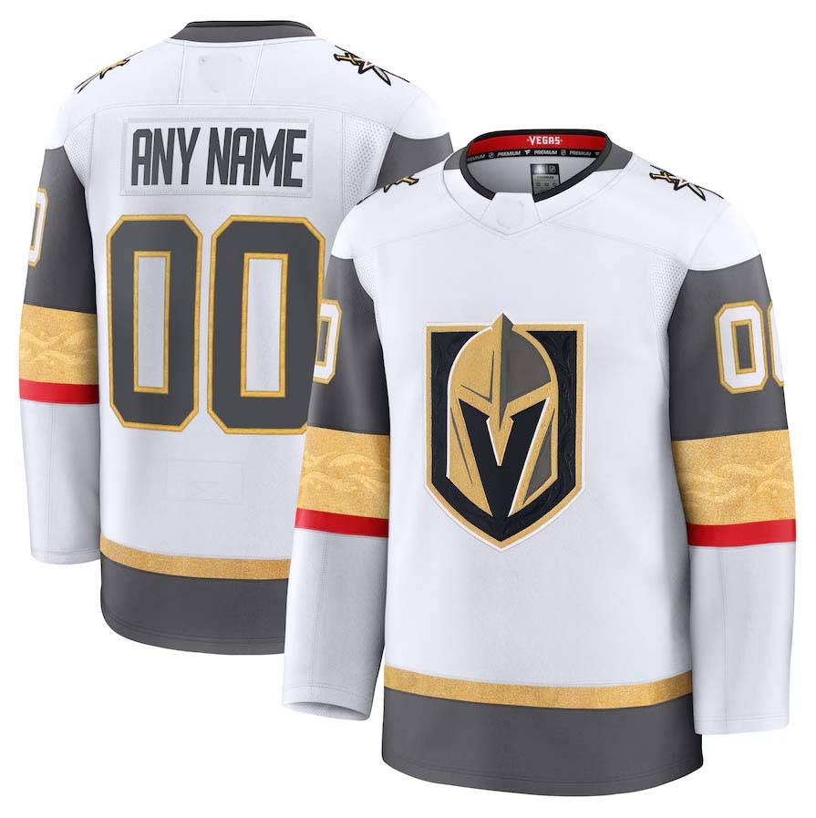 Custom V.Golden Knights Fanatics Away Premium Jersey - White Stitched American Hockey Jerseys CROVYIE