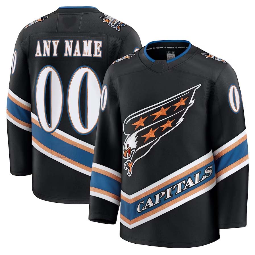 Custom W.Capitals Fanatics Alternate 50th Anniversary Premium Jersey - Black Stitched American Hockey Jerseys CROVYIE