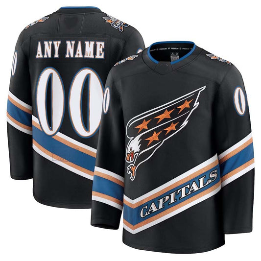 Custom W.Capitals Fanatics Alternate 50th Anniversary Premium Jersey - Black Stitched American Hockey Jerseys CROVYIE