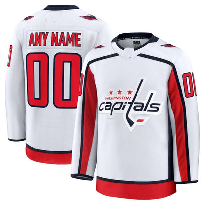 Custom W.Capitals Fanatics Away Premium Jersey - White Stitched American Hockey Jerseys CROVYIE