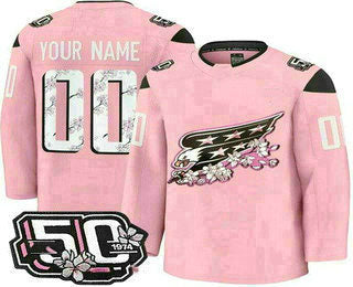 Custom W.Capitals Pink 50th Anniversary Authentic Stitched American Hockey Jerseys CROVYIE