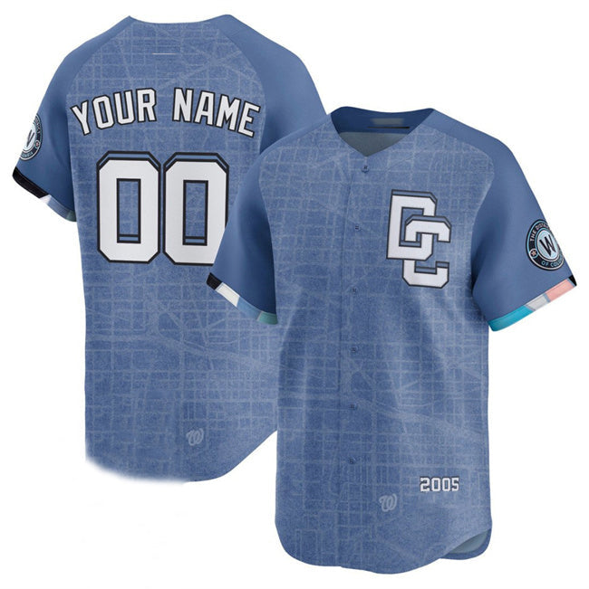 Custom Washington Nationals ACTIVE PLAYER Blue 2025 City Connect Limited Stitched Baseball Jersey