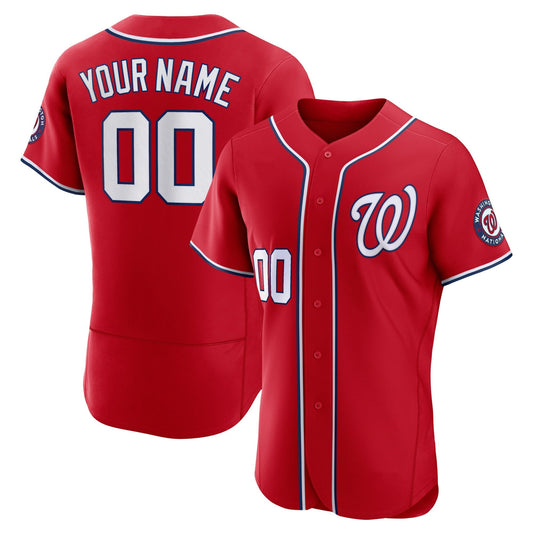 Custom Washington Nationals Scarlet Flex Base Stitched Baseball Jersey