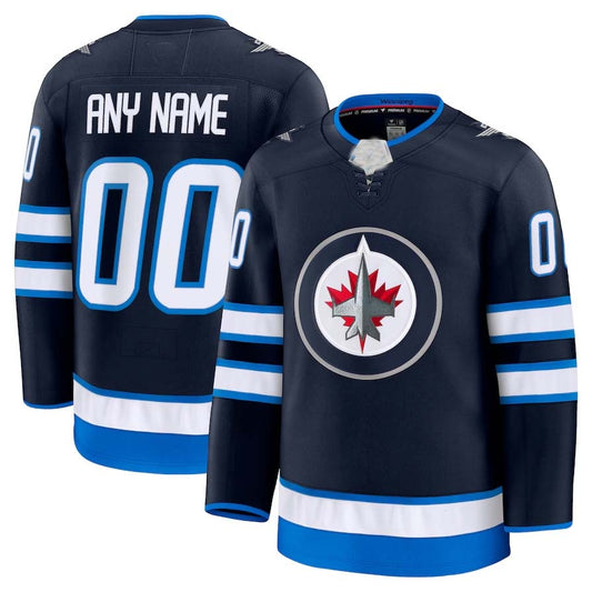 Custom W.Jets Fanatics Home Premium Jersey - Navy Stitched American Hockey Jerseys CROVYIE
