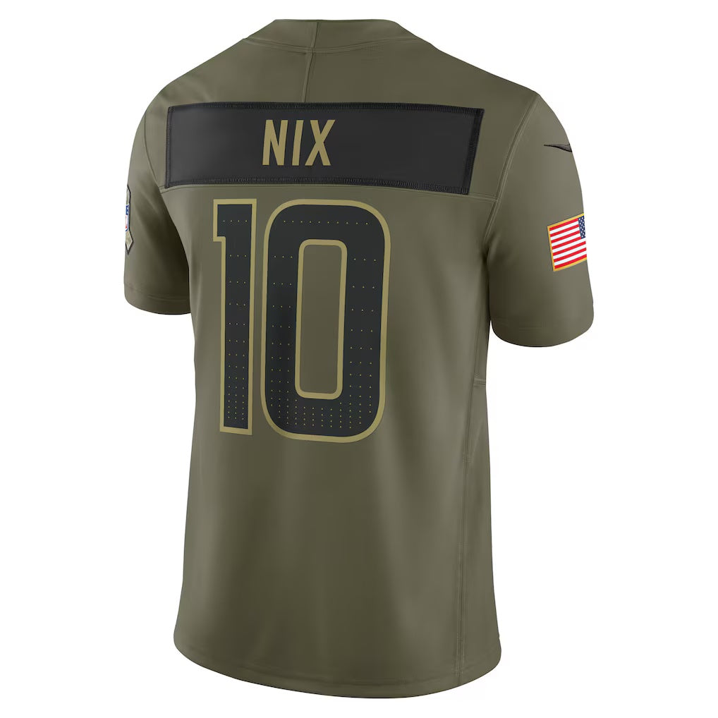 D.Broncos #10 Bo Nix Olive 2025 Salute to Service Limited American Football Jersey
