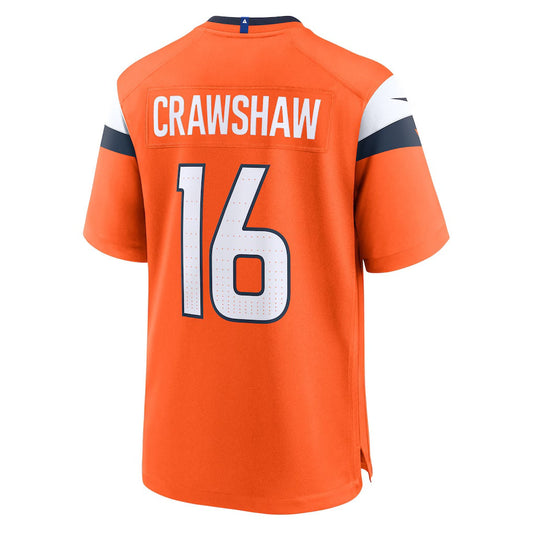 D.Broncos #16 Jeremy Crawshaw Orange Team Game American Football Jersey