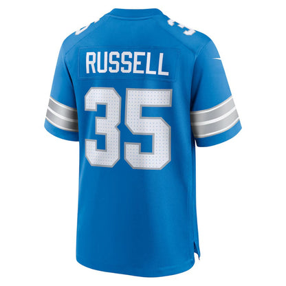 D.Lions #35 Tyson Russell Blue Team Game American Football Jersey