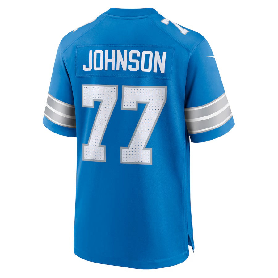 D.Lions #77 Zack Johnson Blue Team Game American Football Jersey