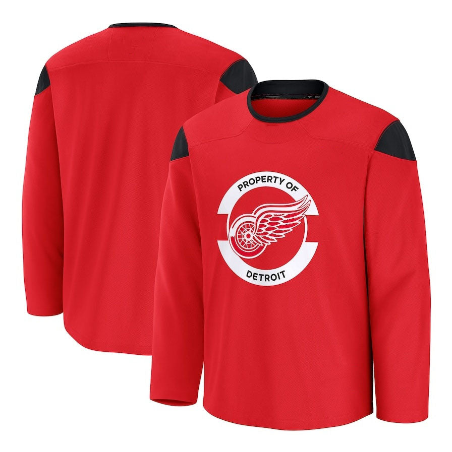 D.Red Wings Fanatics Home Practice Jersey - Red Stitched American Hockey Jerseys CROVYIE