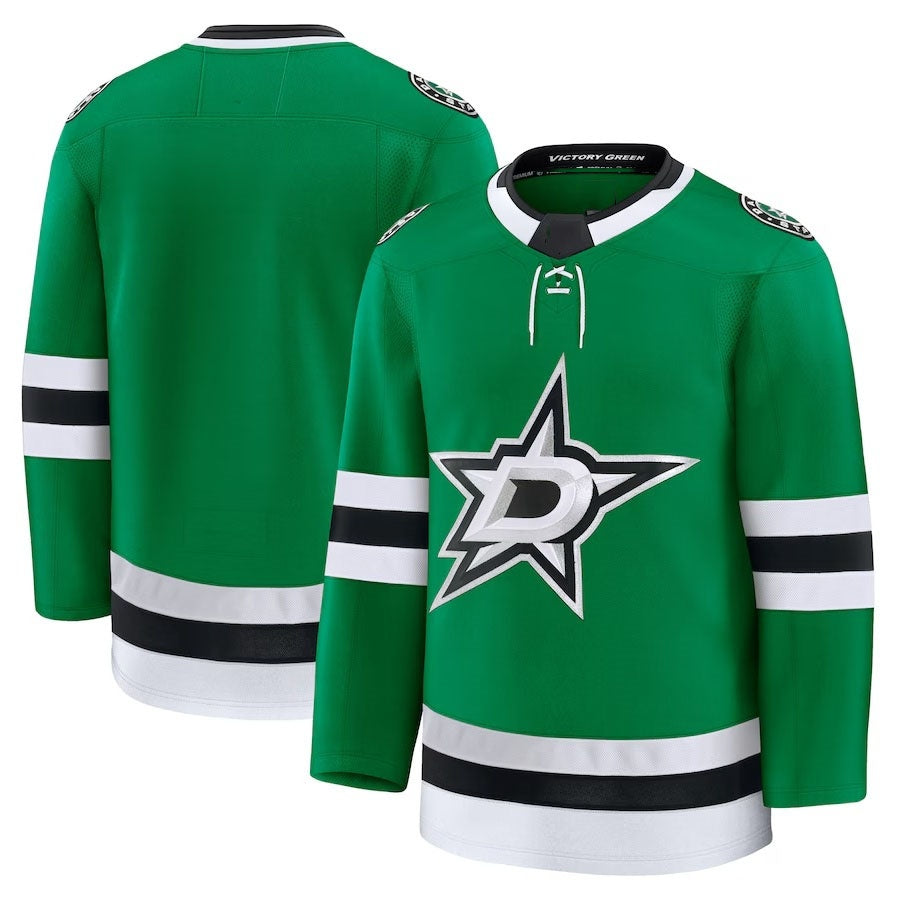 D.Stars Fanatics Home Premium Jersey - Kelly Green Stitched American Hockey Jerseys CROVYIE