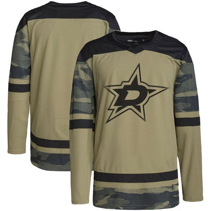 D.Stars Military Appreciation Team Authentic Practice Jersey - Camo Stitched American Hockey Jerseys CROVYIE