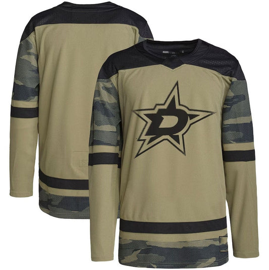 D.Stars Military Appreciation Team Authentic Practice Jersey - Camo Stitched American Hockey Jerseys CROVYIE