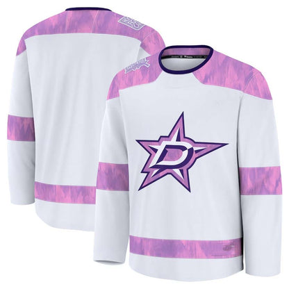 D.Stars Fanatics 2024 Hockey Fights Cancer Practice Jersey - White Stitched American Hockey Jerseys CROVYIE