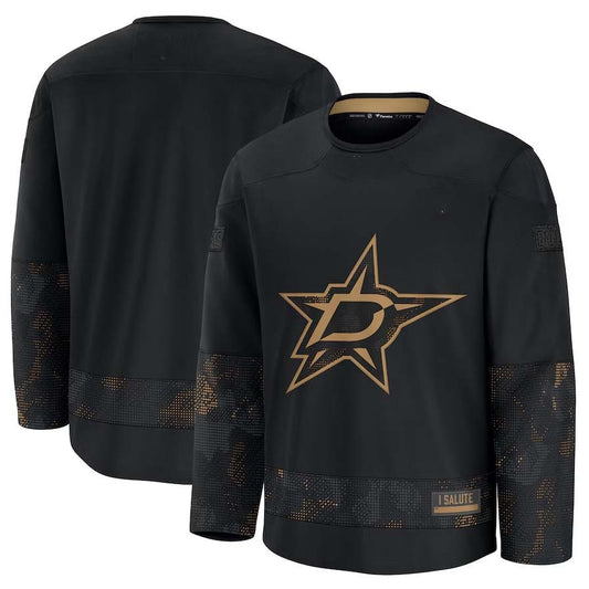 D.Stars Fanatics 2024 Military Appreciation Practice Jersey - Black Stitched American Hockey Jerseys CROVYIE