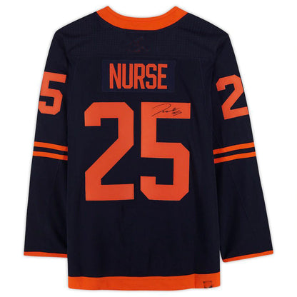 E.Oilers #25 Darnell Nurse Fanatics Authentic Autographed Alternate Jersey Navy Stitched American Hockey Jerseys CROVYIE