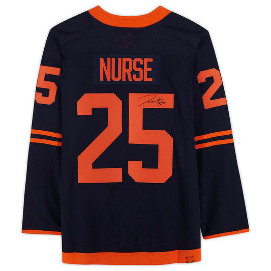 E.Oilers #25 Darnell Nurse Fanatics Authentic Autographed Alternate Jersey Navy Stitched American Hockey Jerseys CROVYIE
