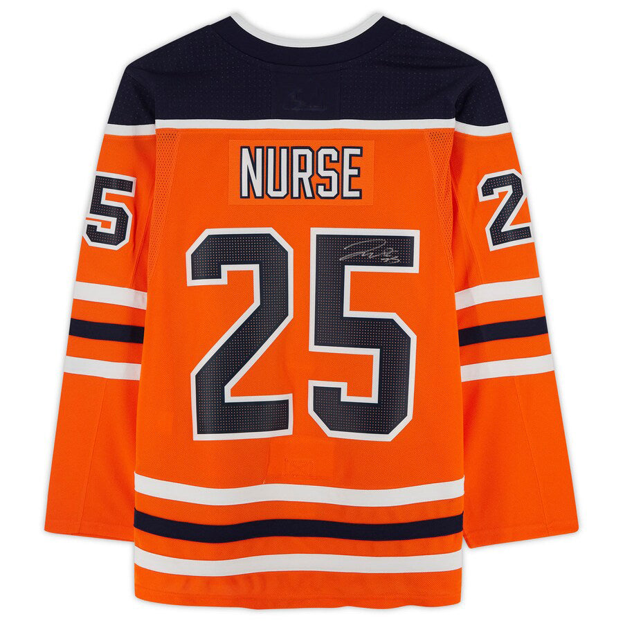 E.Oilers #25 Darnell Nurse Fanatics Authentic Autographed Jersey Orange Stitched American Hockey Jerseys CROVYIE