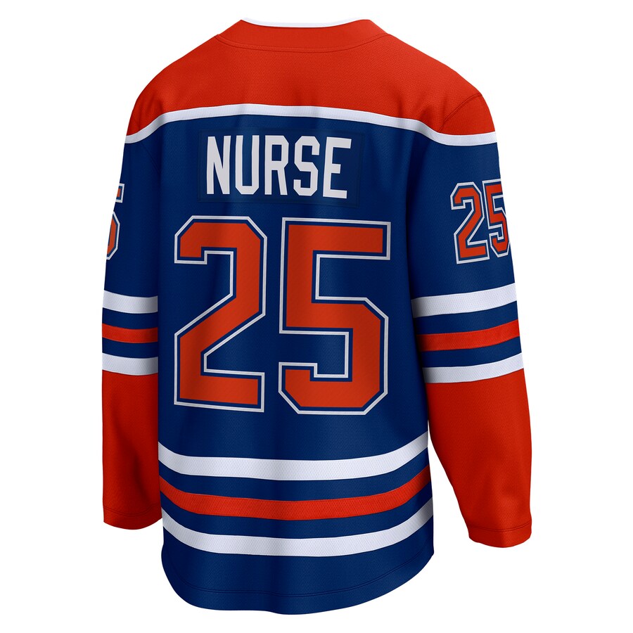 E.Oilers #25 Darnell Nurse Fanatics Branded Home Breakaway Player Jersey Royal Stitched American Hockey Jerseys CROVYIE