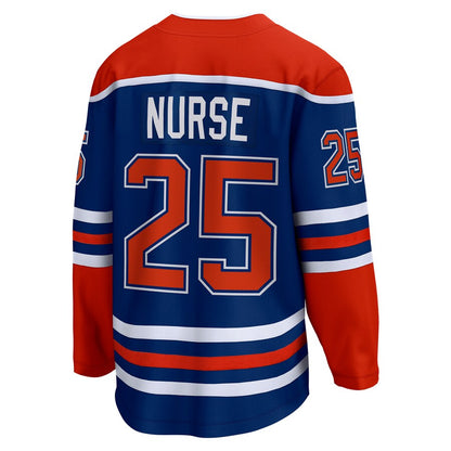 E.Oilers #25 Darnell Nurse Fanatics Branded Home Breakaway Player Jersey Royal Stitched American Hockey Jerseys CROVYIE