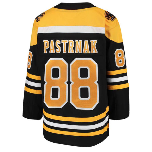 B.Bruins #88 David Pastrnak Home Premier Player Jersey Black Stitched American Hockey Jerseys CROVYIE