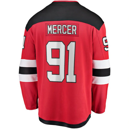 NJ.Devils #91 Dawson Mercer Fanatics Branded Home Breakaway Jersey Red Stitched American Hockey Jerseys CROVYIE