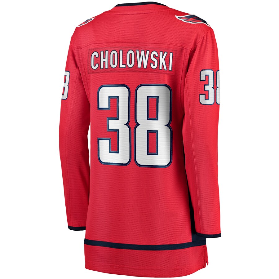 W.Capitals #38 Dennis Cholowski Fanatics Branded Home Breakaway Player Jersey  Red Stitched American Hockey Jerseys CROVYIE