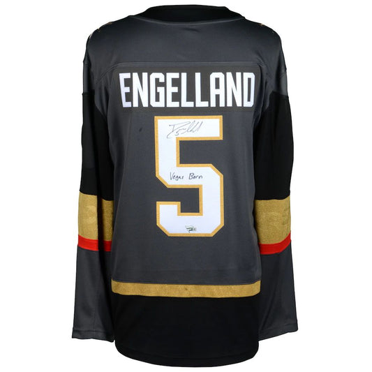 V.Golden Knights #5 Deryk Engelland Fanatics Authentic Autographed Breakaway Jersey with Vegas Born Inscription Gray Stitched American Hockey Jerseys CROVYIE