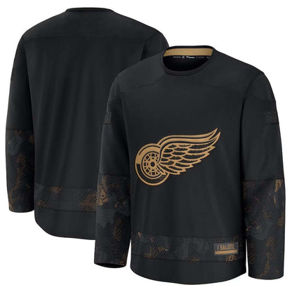 D.Red Wings Fanatics 2024 Military Appreciation Practice Jersey - Black Stitched American Hockey Jerseys CROVYIE