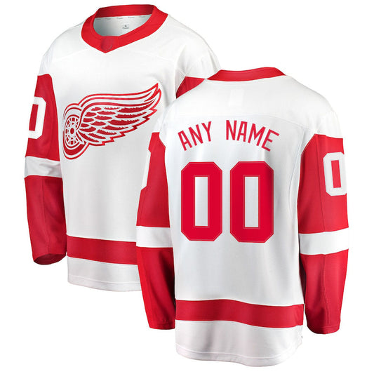 Custom D.Red Wings Fanatics Branded Away Breakaway Jersey White Stitched American Hockey Jerseys CROVYIE