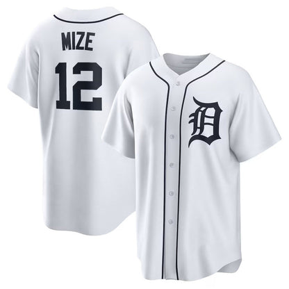 Detroit Tigers #12 Casey Mize Home Replica Jersey - White Stitched Baseball Jersey