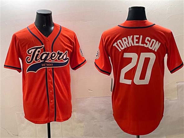 Detroit Tigers #20 Spencer Torkelson Orange With Patch Cool Base Stitched Baseball Jersey