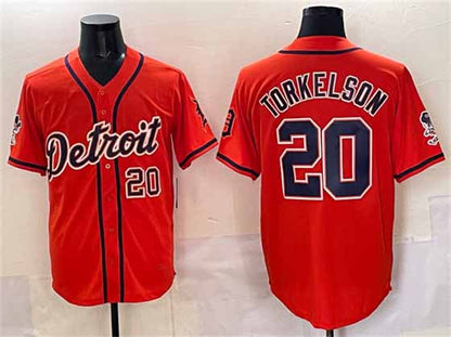 Detroit Tigers #20 Spencer Torkelson Orange With Patch Vapor Premier Limited Stitched Baseball Jersey