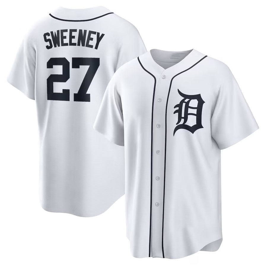 Detroit Tigers #27 Trey Sweeney Home Replica Jersey - White Stitched Baseball Jersey