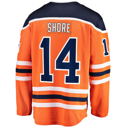 E.Oilers #14 Devin Shore Fanatics Branded Home Breakaway Player Jersey Orange Stitched American Hockey Jerseys CROVYIE