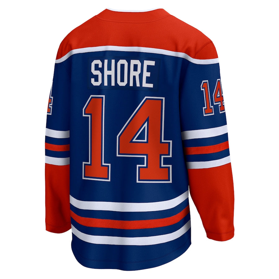 E.Oilers #14 Devin Shore Fanatics Branded Home Breakaway Player Jersey  Royal Stitched American Hockey Jerseys CROVYIE
