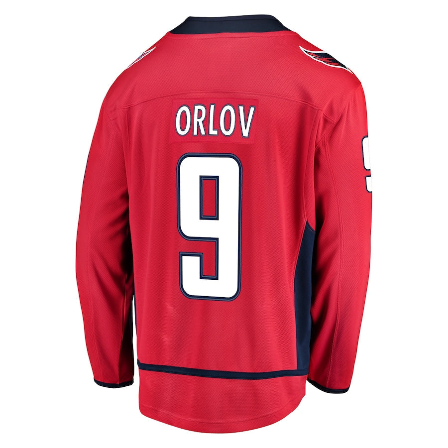 W.Capitals #9 Dmitry Orlov Fanatics Branded Home Breakaway Player Jersey Red Stitched American Hockey Jerseys CROVYIE