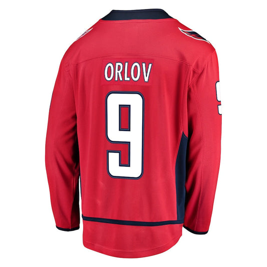 W.Capitals #9 Dmitry Orlov Fanatics Branded Home Breakaway Player Jersey Red Stitched American Hockey Jerseys CROVYIE