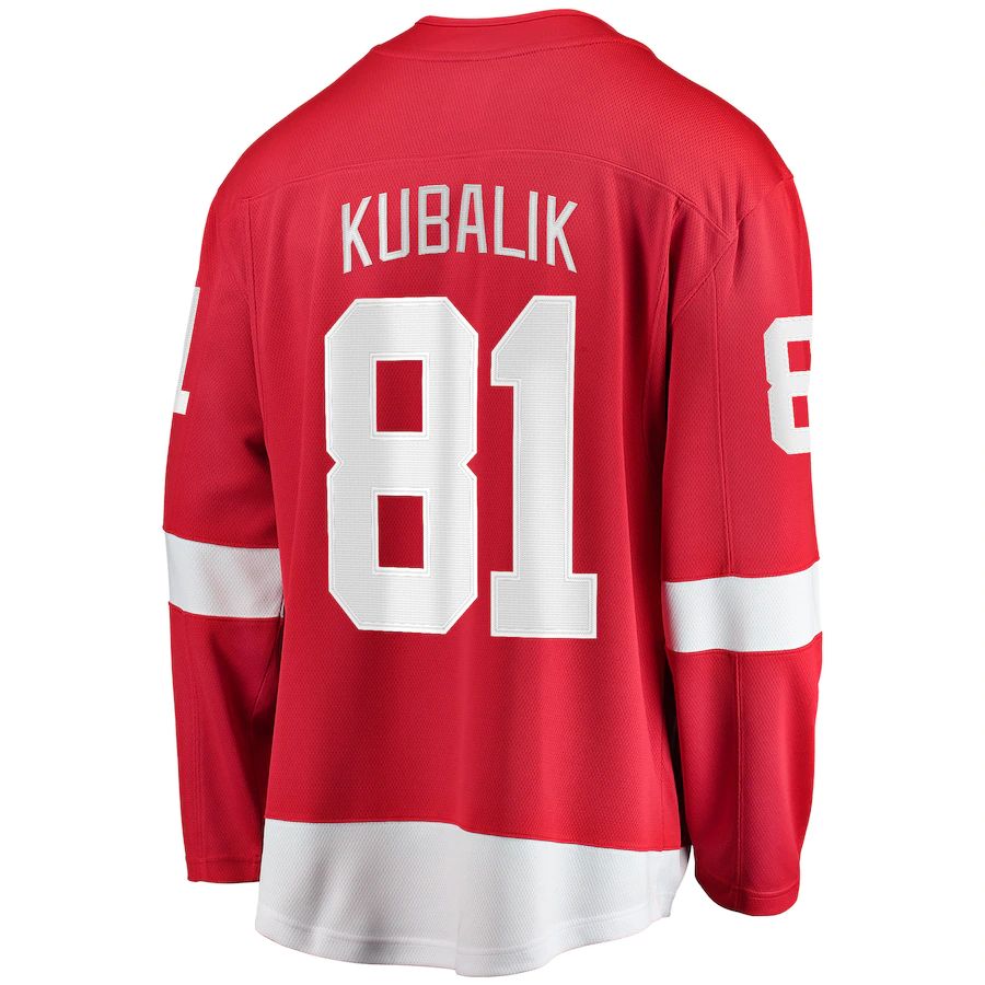 D.Red Wings #81 Dominik Kubalik Fanatics Branded Home Breakaway Player Jersey Red Stitched American Hockey Jerseys CROVYIE