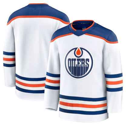 E.Oilers Fanatics Away Premium Jersey - White Stitched American Hockey Jerseys CROVYIE