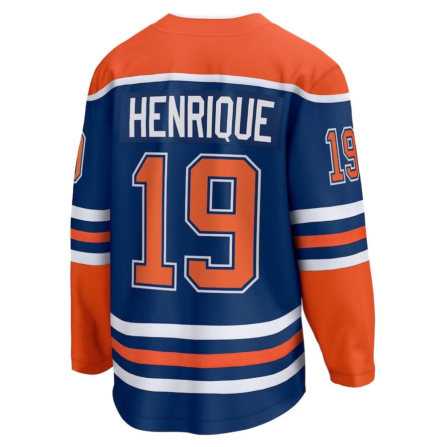 E.Oilers #19 Adam Henrique Fanatics Home Breakaway Jersey - Royal Stitched American Hockey Jerseys CROVYIE