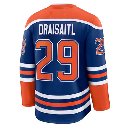 E.Oilers #29 Leon Draisaitl Fanatics Home Premium Jersey - Royal Stitched American Hockey Jerseys CROVYIE