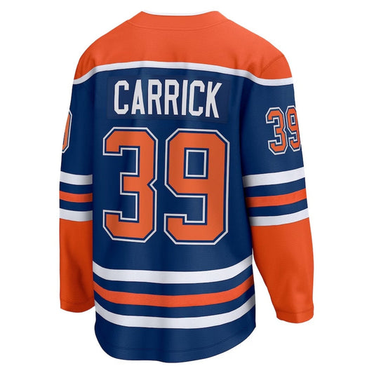 E.Oilers #39 Sam Carrick Fanatics Home Premium Jersey - Royal Stitched American Hockey Jerseys CROVYIE