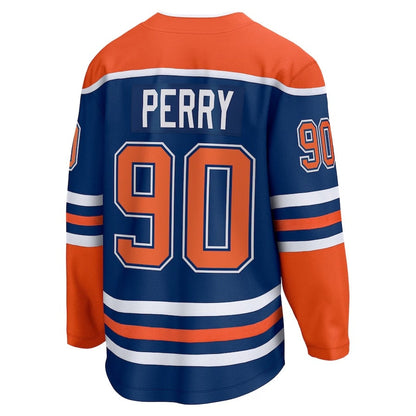 E.Oilers #90 Corey Perry Fanatics Home Premier Breakaway Player Jersey - Royal Stitched American Hockey Jerseys CROVYIE